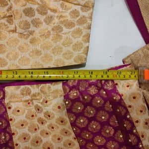 Pink And Gold-Cream Half Sari