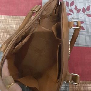 Brown Textured Handbag For Women