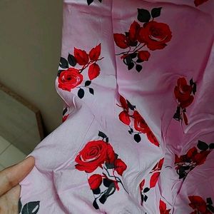 Pink Kurti With Red Rose