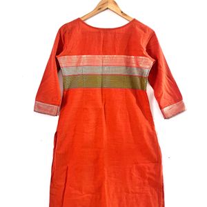 Orange Printed Kurta (Women)