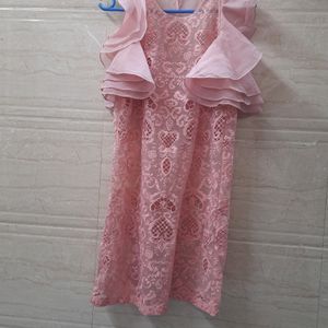 Pink Floral Net Dress