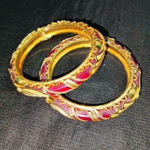 Gold plated Red Pola Bangles