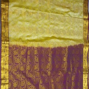 Cream With Grape Purple Silk Saree