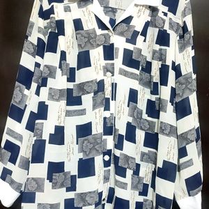 Blue,White,Grey Check Print Top Like Shirt 38 Bust