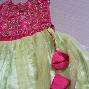 Green And Pink Baby Dress