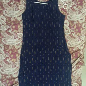 Navy Blue Sleeveless Short Kurti