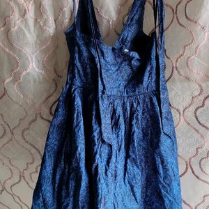 Blue Halter Neck Dress 👗 Side Zipper