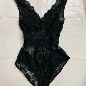 Women Sexy Black Net Bodysuit