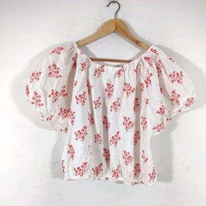 H&M White Printed Western Top (Women)