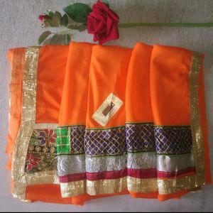 🤩New Festive Season 💥Orange Saree For Women🔥