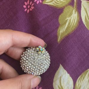 Silver Color Stone Studded Brooch