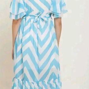 Sky_Blue Zigzag Georgette Dress Urbane fashion