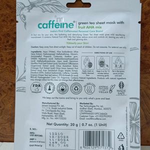 Combo Of 4 Mcaffeine Green tea Sheet Mask