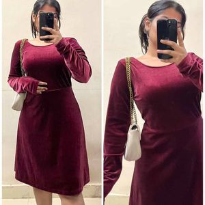 Maroon velvet Dress