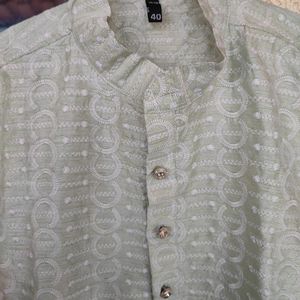 Pista Green Chikankari Kurta For Men