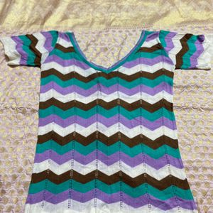 V neck Zig Zag Top