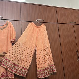 Women Peach Coloured Heavy Palazzo Suit