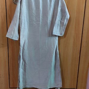 Women Grey Chanderi Silk Kurta