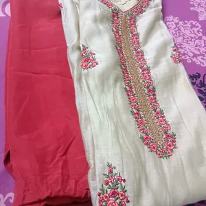 Beautiful Tan And Red Salwar Suit Set