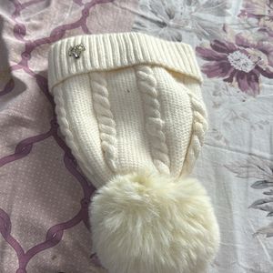 New Woollen Cream Beanie Or Cap