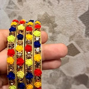 Multicolor Golden Crystal Bangles