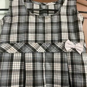 Checked Grey Frock With Concealed Zipper