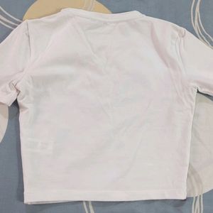 Zara White Cropped Tshirt