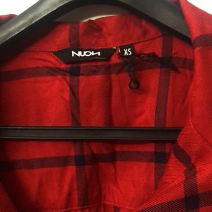 Nuon Westside Red Flannel Buttoned Dress