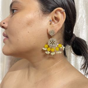 Yellow Kundan Earring