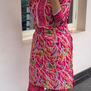 Pink Multi color Kurta Set