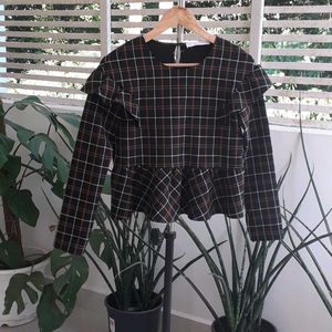 ZARA window pane peplum blouse