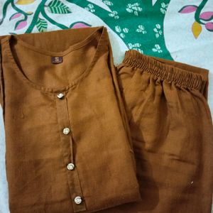 Brown Kurta Pant Set Size S