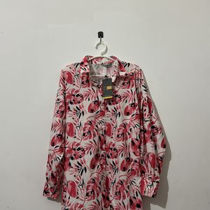 Yazwee Pink Flower Printed Shirt