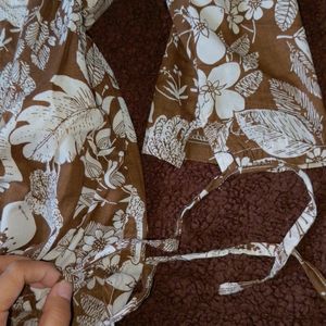 Floral Coffee Brown Style Top