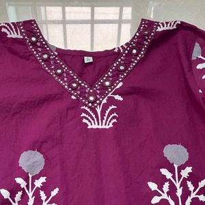 Burgandy Cotton Kurta Set