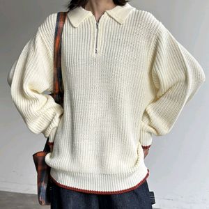 Printerest Knit Half Zipup Sweater