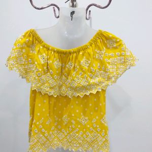 Yellow Embroidered Top