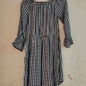 Easybuy Black And White Checked Dress