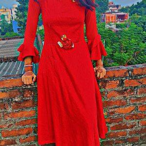 Beautiful Red Gown For Girls