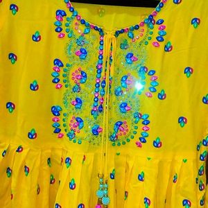 YELLOW NAYRA CUT KURTA-PANT SET WITHOUT DUPATTA