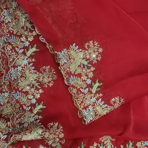 Vibrant Beautiful Red Saree In Jimmy Choo Fabric