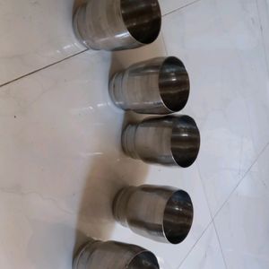 Set Of 5 Stainless Steel Glasses.