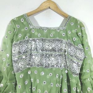 Mint Green With Silver Kurta (Women's)