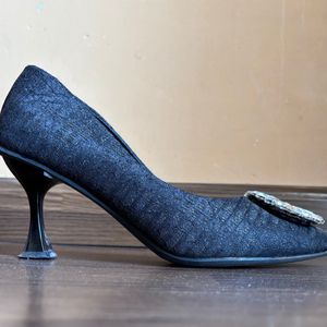 Embezzled Black Heels- Party And Wedding