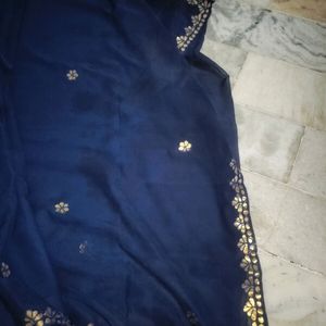 Navy Blue Georgette Saree