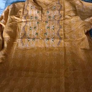 Women Yellow Embroidery Kurti