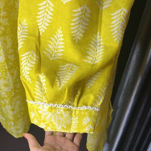 Yellow Women Suit Kurta Plazzo Dupatta Set