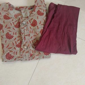 Coffee Colour Kurti Pant Set