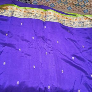 Deep Violet With Parrot Green Pallu Paithani Saree