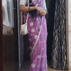 Purple Netted Sequence Saree(Women’s)